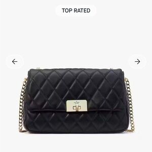 Kate Spade Quilted Black Shoulder Bag with Gold Chain